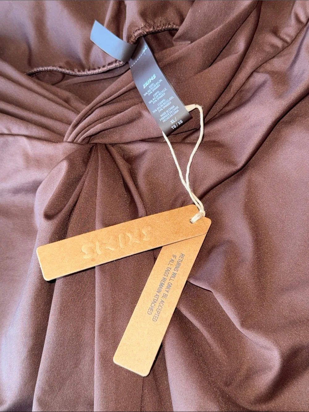 SKIMS Chocolate Brown Twist-Front Swim Coverup Skirt